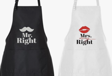 Mr Right and Mrs Always Right matching couples aprons, valentines gifts for him